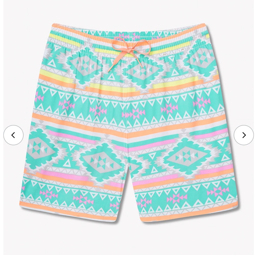 Chubbies Teal Geometric Swim Trunk